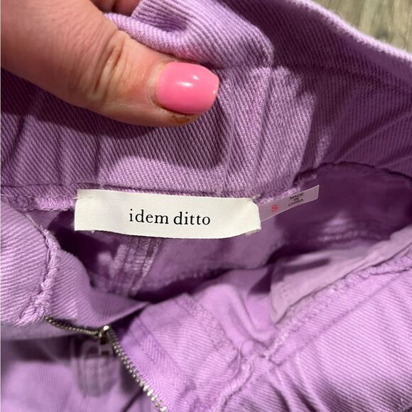Idem Ditto Paper Bag Mini Skirt High Rise Pockets Pull-On Cotton Purple Small - Picture 4 of 7